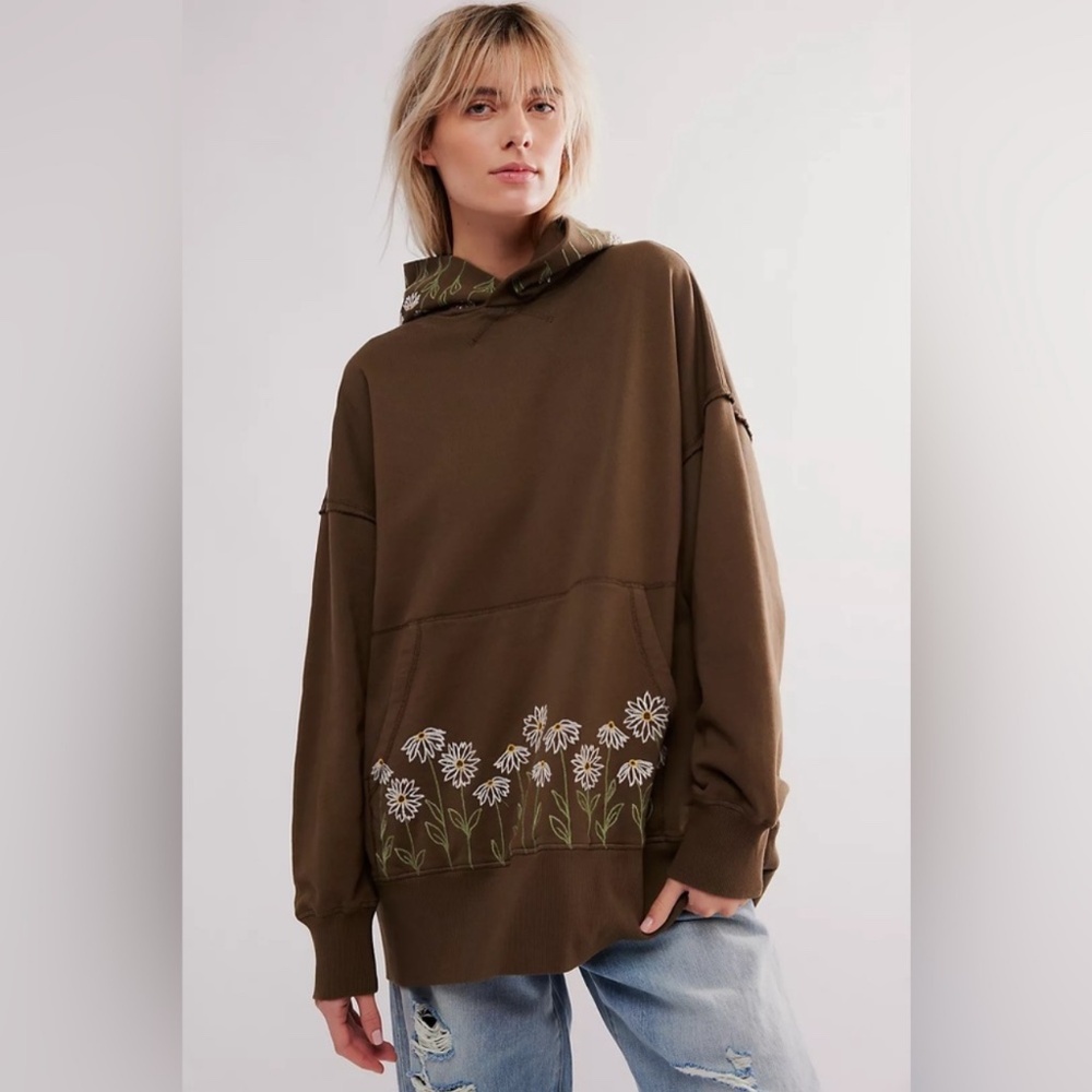 Free People x Driftwood floral embroidered hoodie